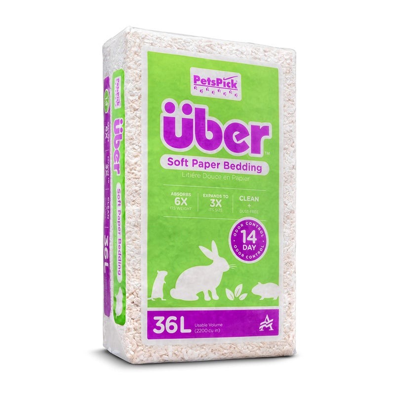 PETSPICK Uber Soft Paper Pet Bedding for Small Animals, White, 36L - Image 1